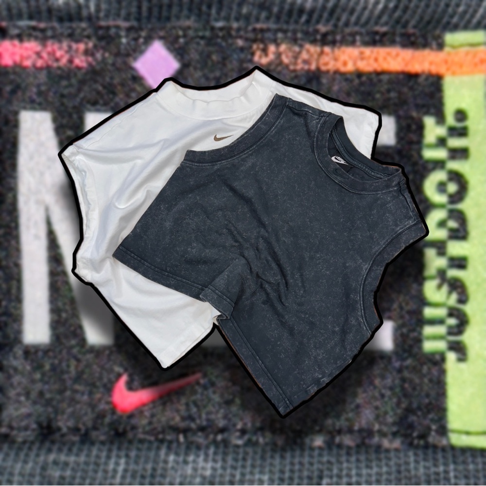 Nike Crop Top Bundle | White & Washed Black | S & M